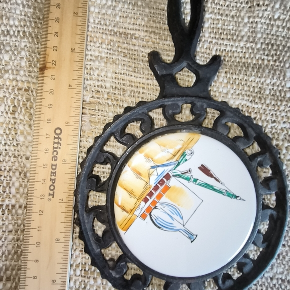 Vintage Cast Iron Framed Tile Trivet - Picture 6 of 9